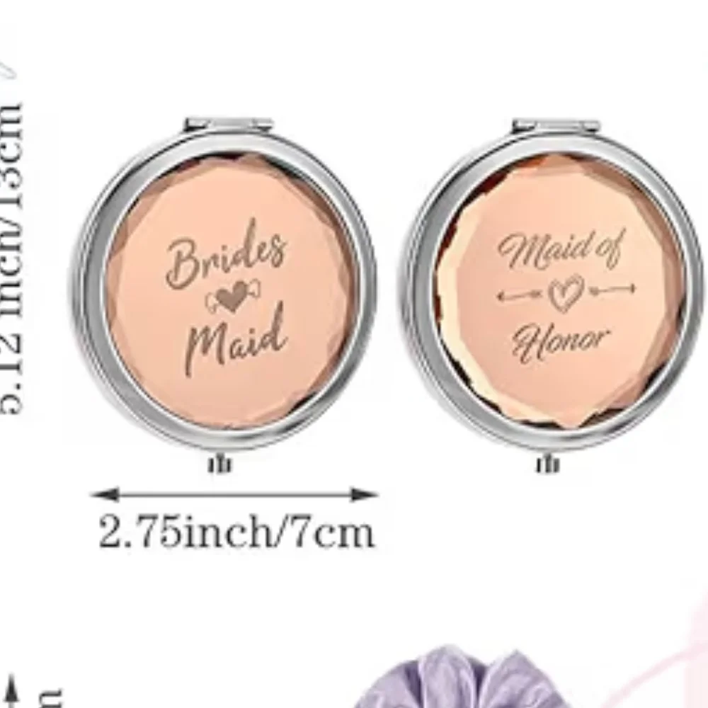 ♥️Double Sided Compact Mirror For Bridesmaids/MOH Party Favors Set Of 8.